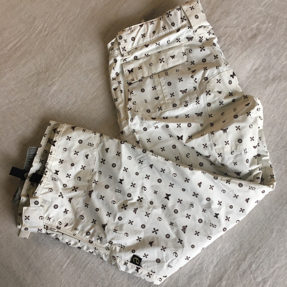 Eastern Mountain Sports Cream Pants with Brown Print